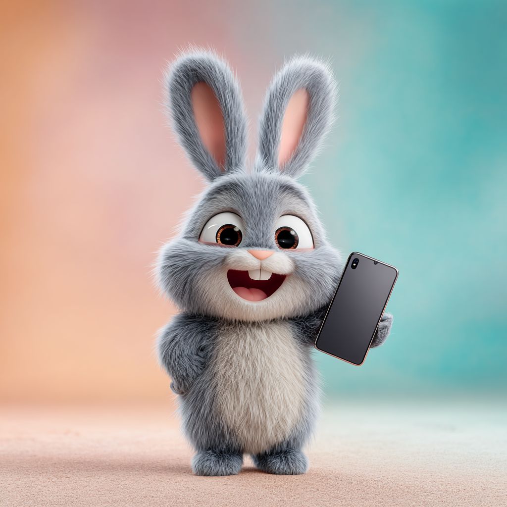 Play anytime anywhere with the V666 Casino app Smiling rabbit mascot holding a smartphone promoting V666 Casino mobile app